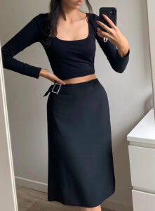 Jupe tailleur magnifique longue strass vintage noir